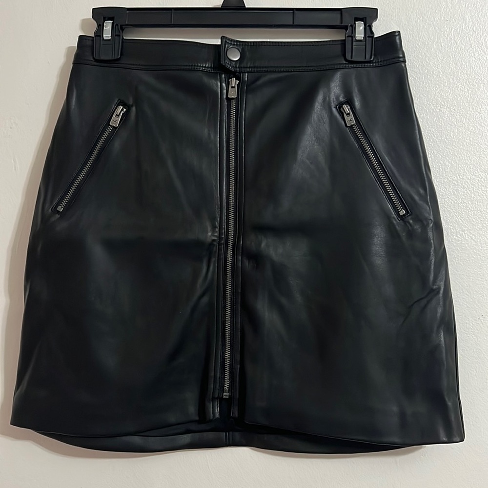 Black faux leather mini skirt from Hollister